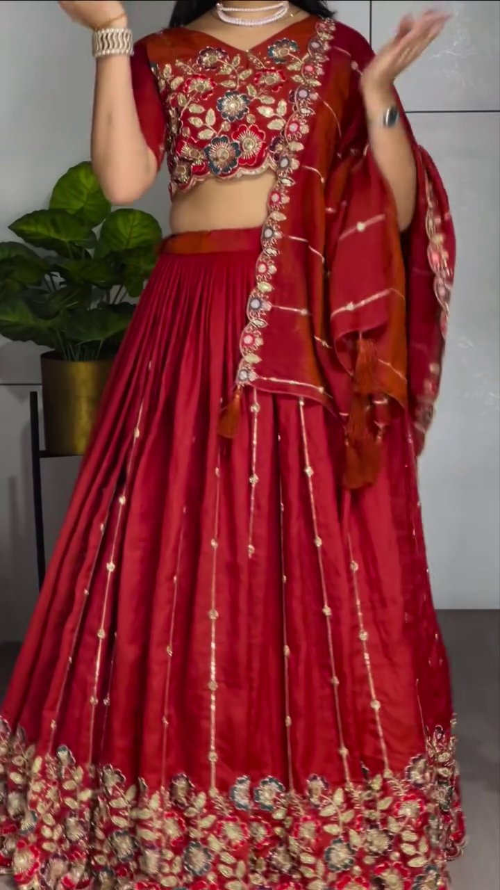 Embroidered Thread Work Ready to Wear Lehenga & Blouse With Dupatta - Image 17
