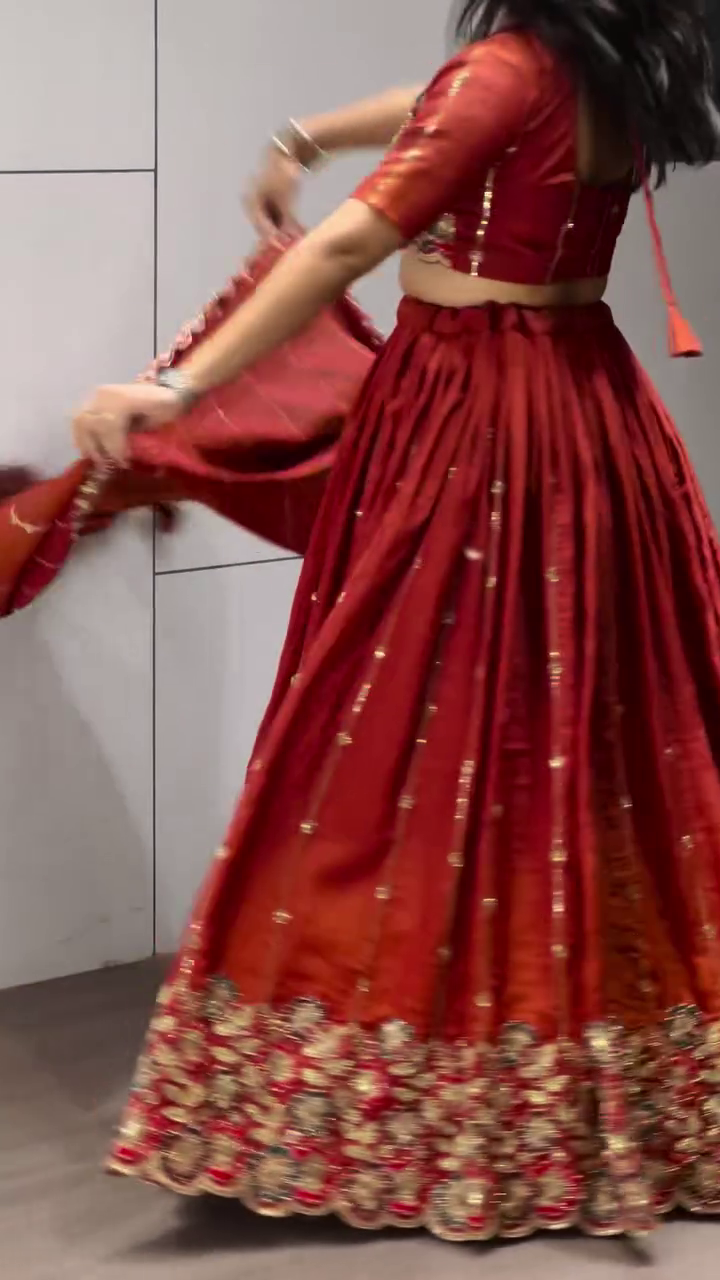 Embroidered Thread Work Ready to Wear Lehenga & Blouse With Dupatta - Image 14