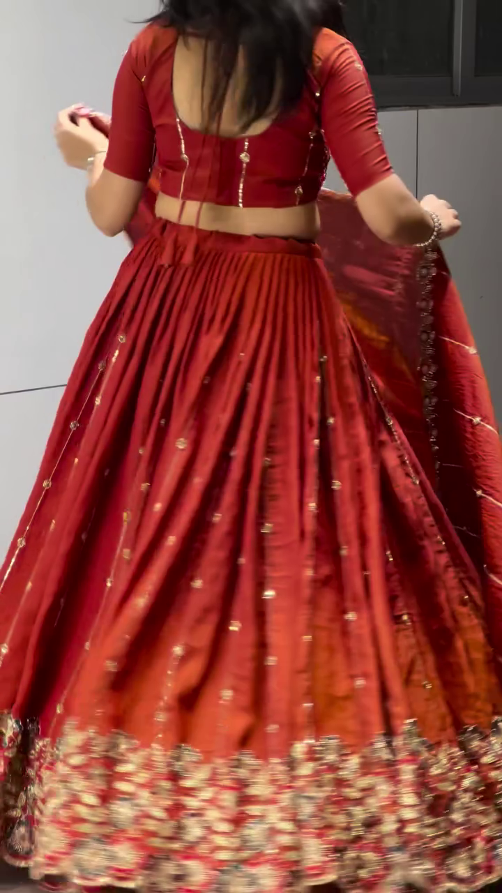Embroidered Thread Work Ready to Wear Lehenga & Blouse With Dupatta - Image 11